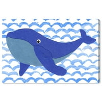 Wynwood Studio Sautical and Coastal Wall Art vászon nyomatok 'bálna' tengeri élet - kék, fehér