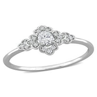 Carat T.W. Gyémánt 14KT fehérarany vintage eljegyzési gyűrű