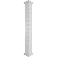 Ekena Millwork 12 W 8'h kézműves klasszikus négyzet alakú nem társított bondi fretwork oszlop W Crown Capital & Crown Base