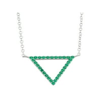 Szimulált smaragd sterling ezüst nyitott háromszög nyaklánc, 18