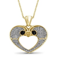 JewelersClub 14K aranyozott ezüst szívű nyaklánc fehér gyémánt karáttal