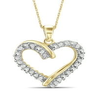 JewelersClub fehér gyémánt akcentus 14K arany az ezüst nyitott szív medál felett, 18
