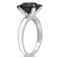 Carat T.W. Fekete gyémánt 14KT fehérarany pasziánsz eljegyzési gyűrű