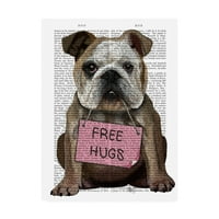Védjegy Szépművészet 'Bulldog, Ingyenes Hugs' vászonművészet, Fab Funky