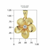 14k arany-máz ezüst Hawaii XLG Plumeria virág CZ medál Artistica