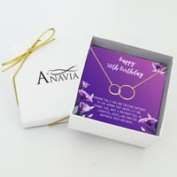 Anavia Boldog 50. születésnapi ajándékok rozsdamentes acél divat nyaklánc születésnapi kártya ékszer ajándék neki, születésnapi