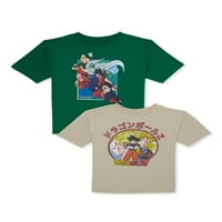 Dragon Ball Z fiúk rövid ujjú szüreti ihletésű grafikus pólók, 2-csomag, méretek XS-2XL