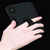 BlackWeb Card Pocket Cois tok használja a hevedert és a kickstandot az iPhone XS MA -Black -hez