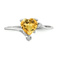 Primal Gold Karat fehérarany szív citrin és egy gyémántgyűrű