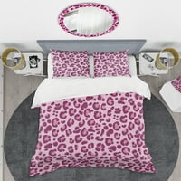 Designart 'rózsaszín leopárd minta' század közepén modern paplanhuzatkészlet