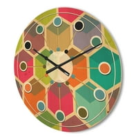 Designart 'Hexagon retro minta I' Század közepén modern fa falióra