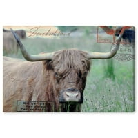 Wynwood Studio Animals Wall Art vászon bika haszonállatok - barna, zöld