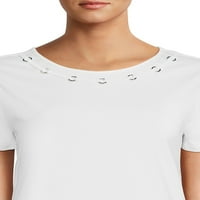 Realizálja a nők díszített személyzet-pólóját rövid ujjú, méretek XS-3XL