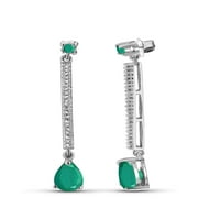 Carat T.G.W. Smaragd és fehér gyémánt akcentus ezüst lógó fülbevalók